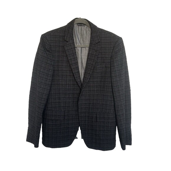 John Varvatos Austin Jacket Black/Gray Texture Plaid Wool/Angora Sz Italy 48 NWT - Picture 11 of 16